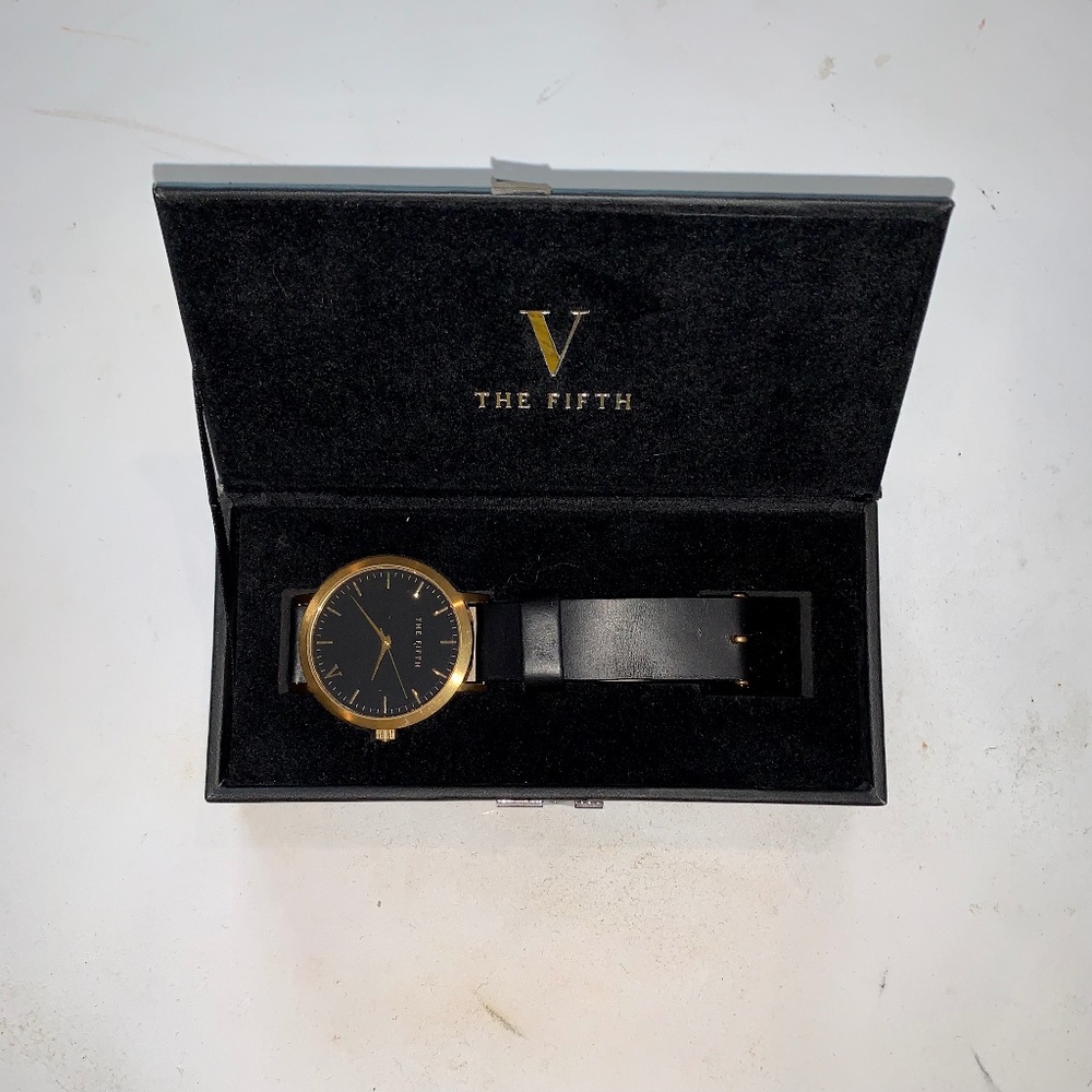 The Fifth Unisex Watch Black and Gold
